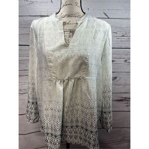 Gap medium white/light gray and black long sleeve pullover blouse new without ta